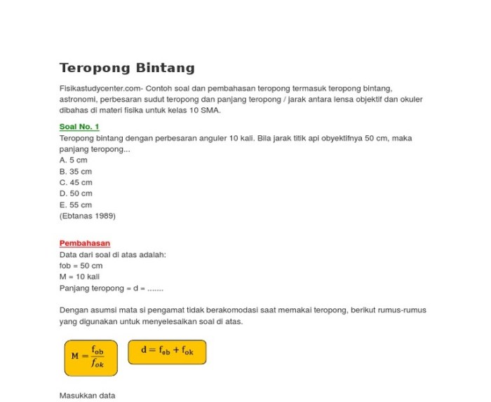 contoh soal teropong bintang terbaru