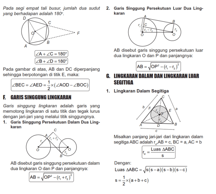 rumus garis singgung lingkaran luar