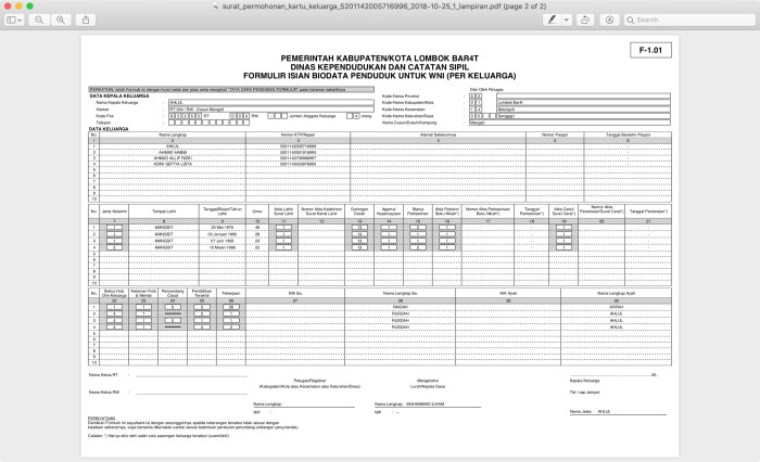 contoh formulir kartu anggota