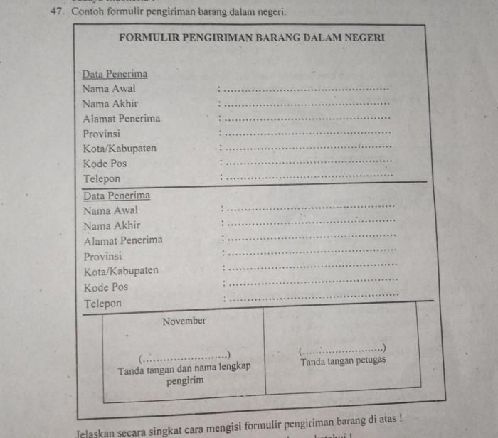 formulir pengiriman barang dalam negeri