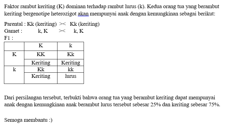 apabila rambut lurus adalah sifat resesif