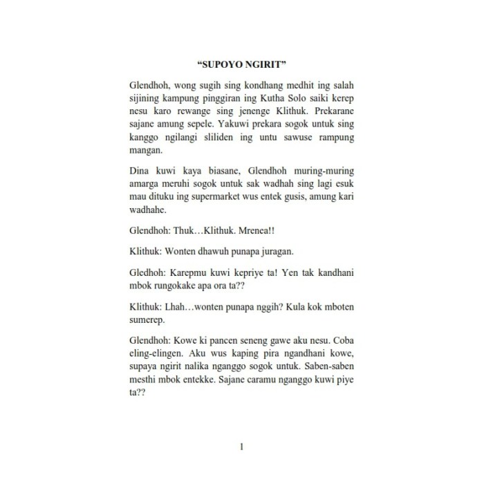 cerpen bahasa jawa singkat