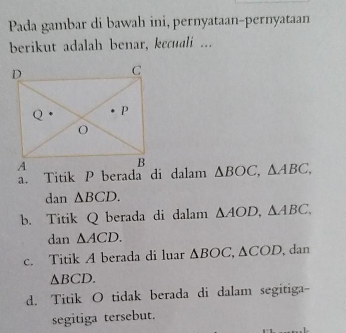 pernyataan berikut ini benar kecuali