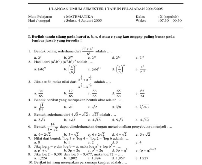 soal kelas 6 semester 1 matematika