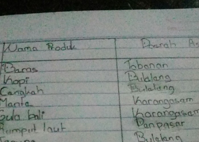 sebutkan 10 nama produk dan negara asal