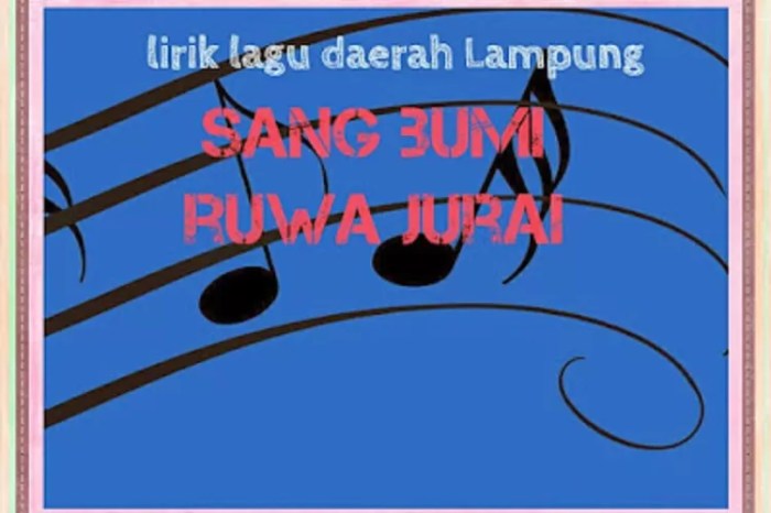 Lirik lagu sang bumi ruwa jurai dan artinya