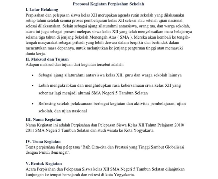 proposal kegiatan perpisahan sekolah terbaru