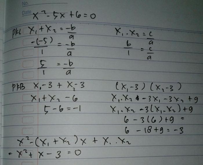 Ayo kita mencoba persamaan kuadrat x2 5x 6 0
