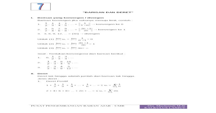 contoh soal deret konvergen dan divergen