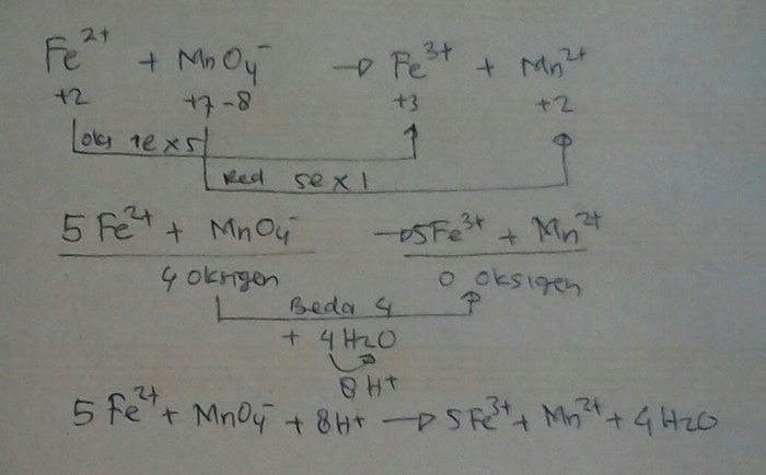 Setarakan persamaan reaksi redoks berikut