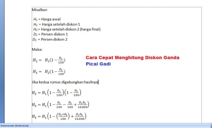 rumus harga sebelum diskon