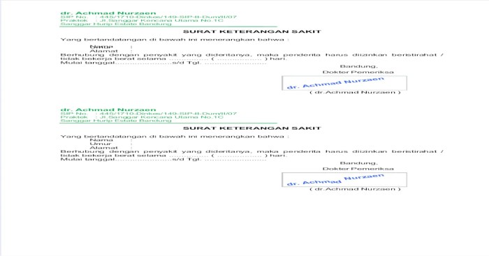 surat keterangan sakit bahasa inggrisnya terbaru