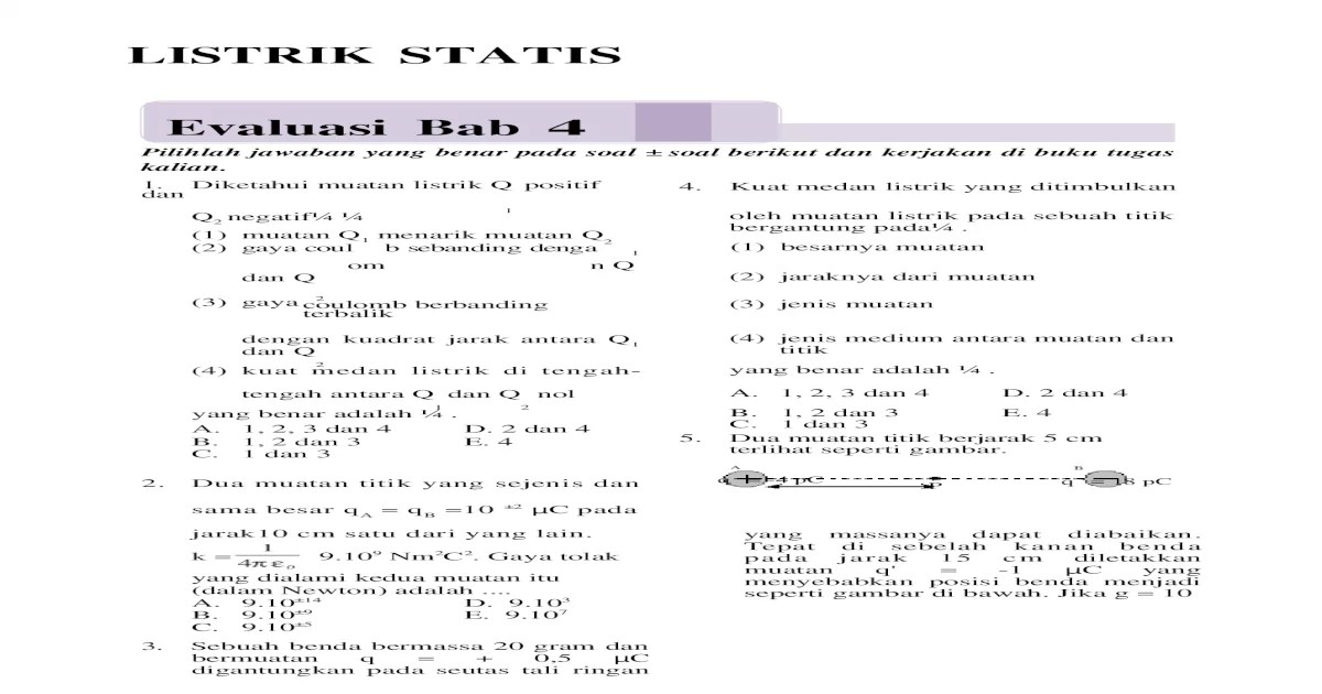 soal fisika listrik statis terbaru