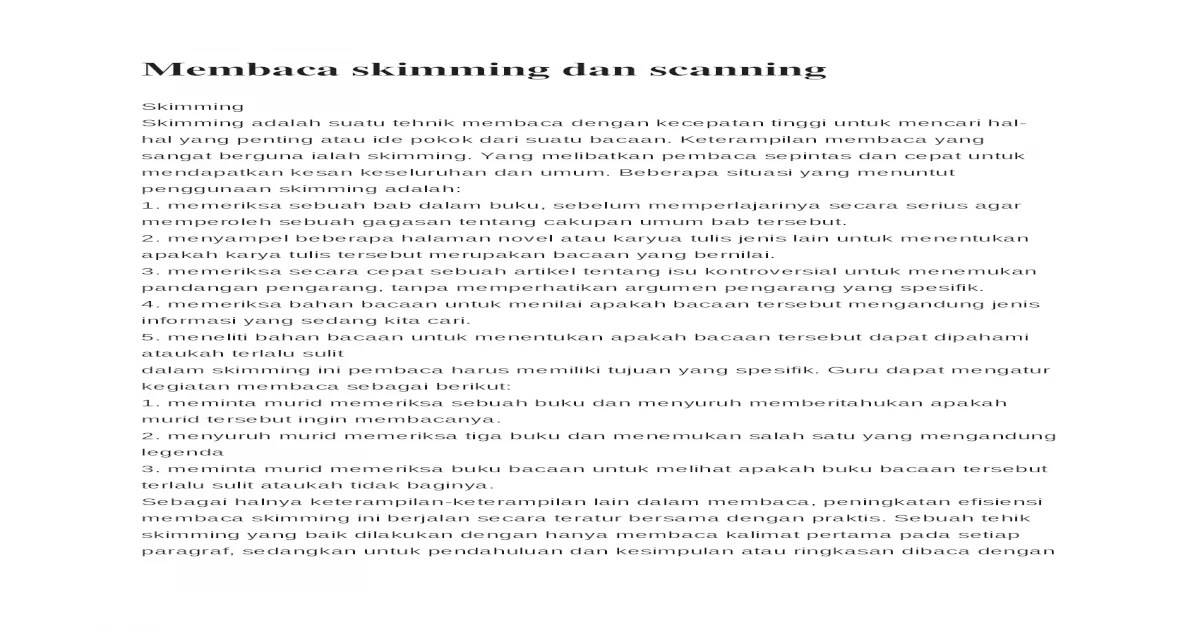 contoh skimming dan scanning