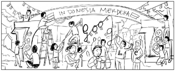 sketsa gambar hari kemerdekaan