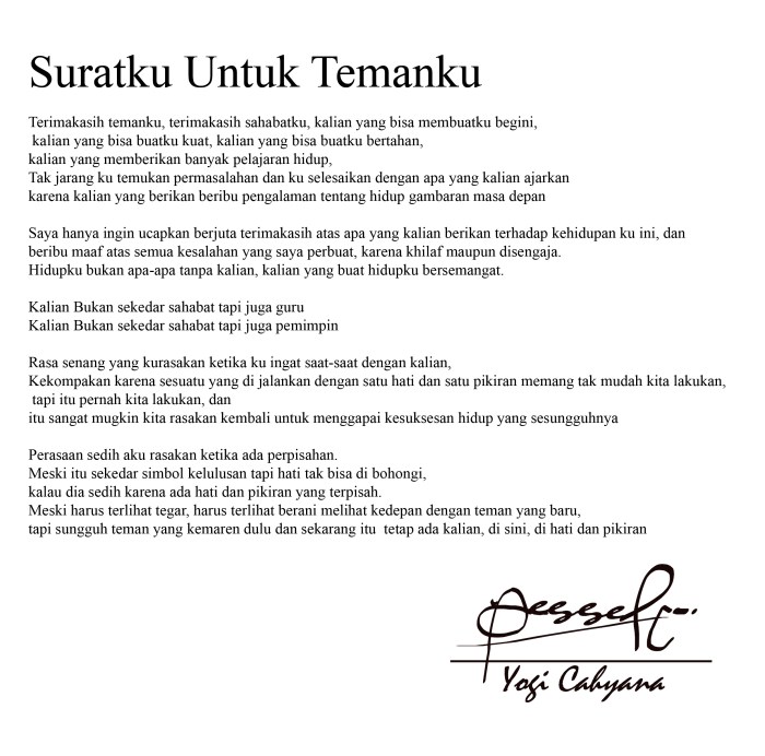 surat sahabat pena bahasa inggris terbaru