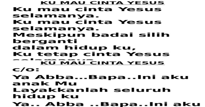 ku mau cinta yesus lirik