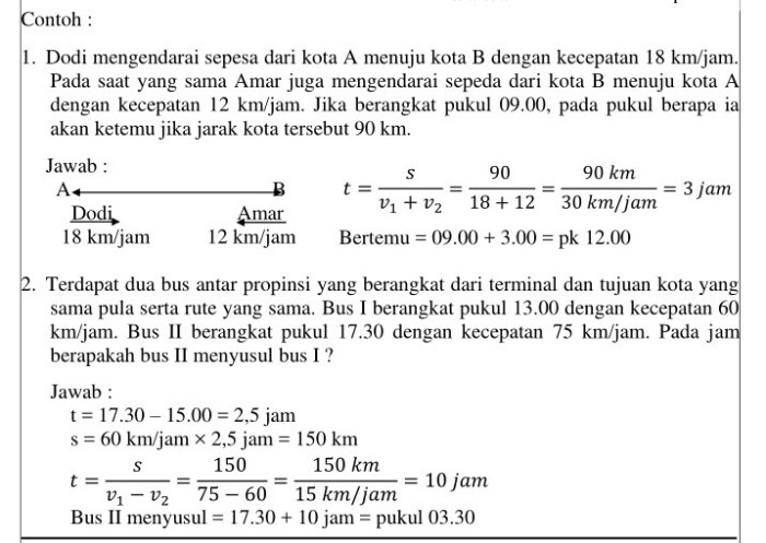 contoh soal waktu berpapasan