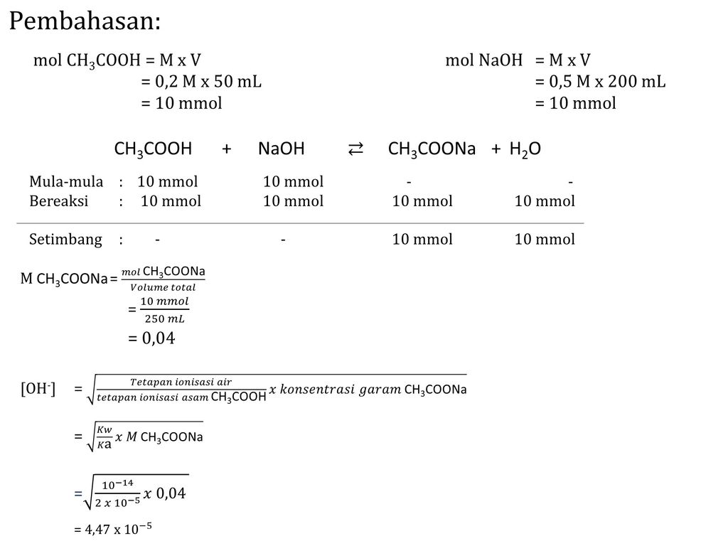 larutan sebanyak ch3cooh bereaksi naoh sesuai