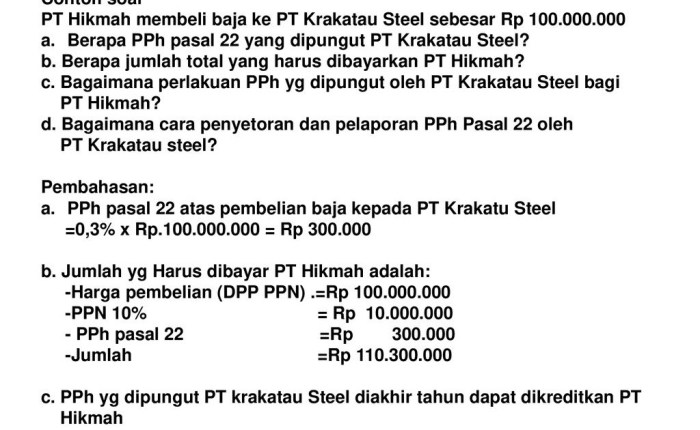 contoh soal pph pasal 22