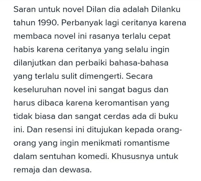 kesimpulan novel dilan 1990 terbaru