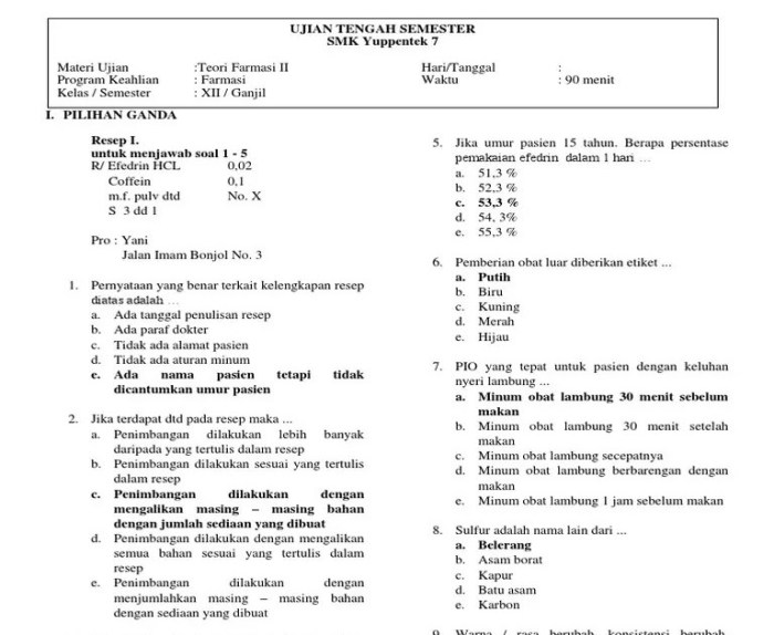 soal ujian kimia kelas 12 terbaru