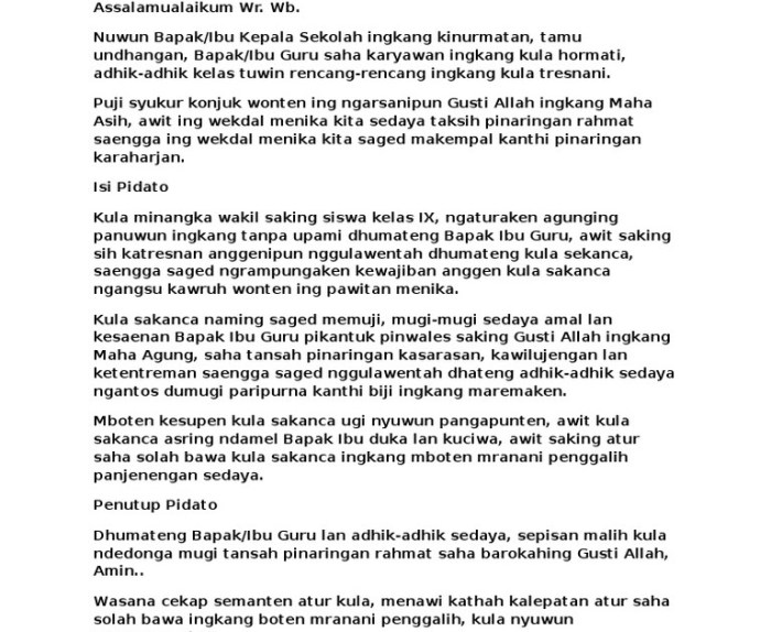 teks pembukaan pidato bahasa jawa terbaru