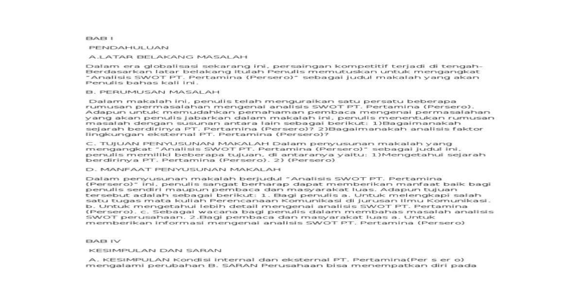 analisis swot pt pertamina terbaru