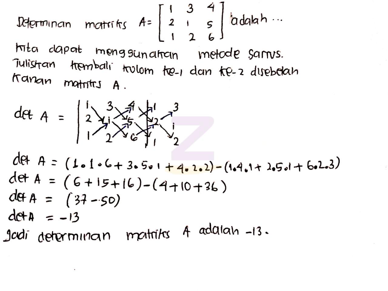 matriks determinan kasus fungsi