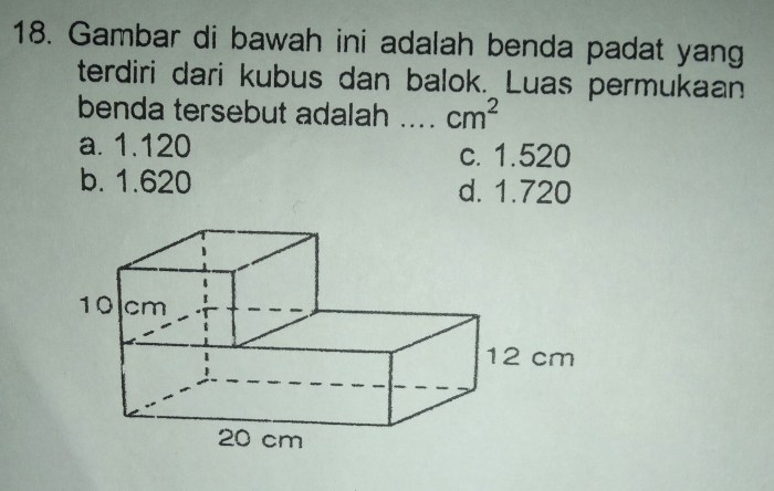 soal luas permukaan kubus dan balok terbaru