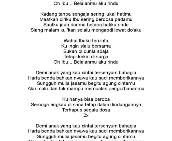 Lirik lagu ibu engkaulah wanita yang mulia