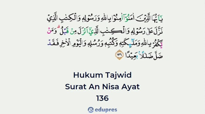 hukum tajwid surat an nisa ayat 136 terbaru