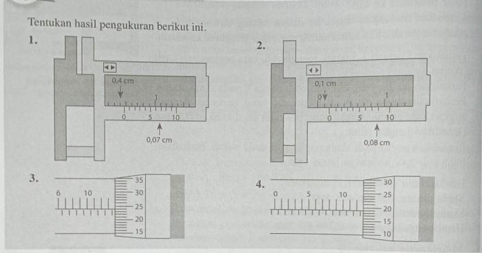 tentukan hasil pengukuran berikut