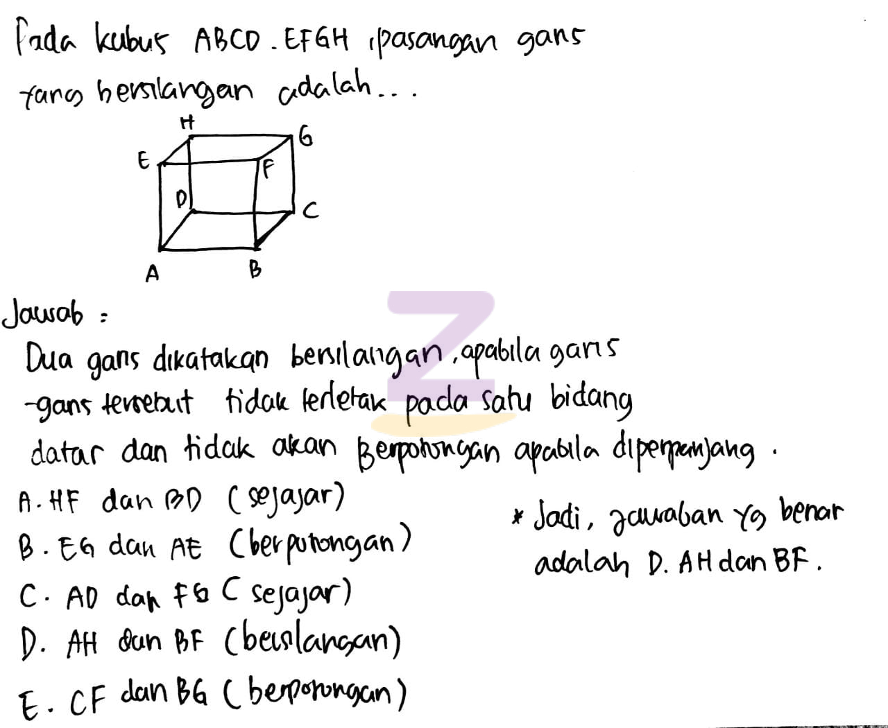 garis bersilangan pada kubus terbaru