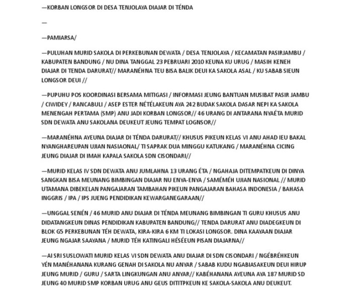 contoh warta bahasa sunda pendidikan terbaru