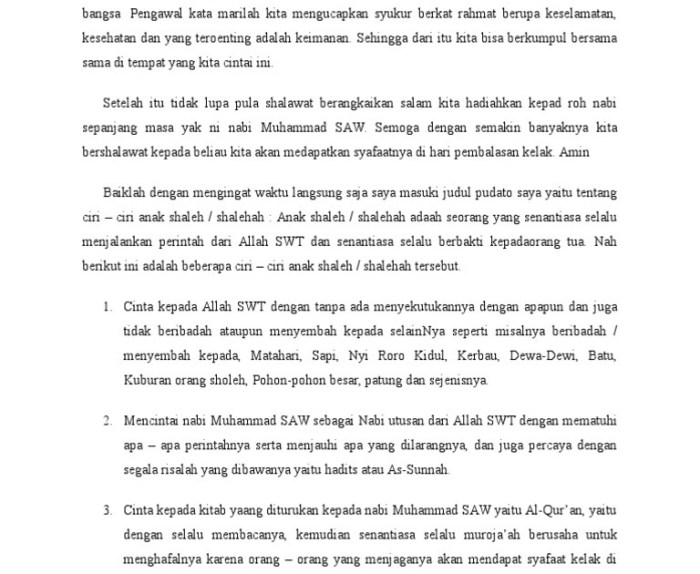 pidato tentang anak sholeh terbaru