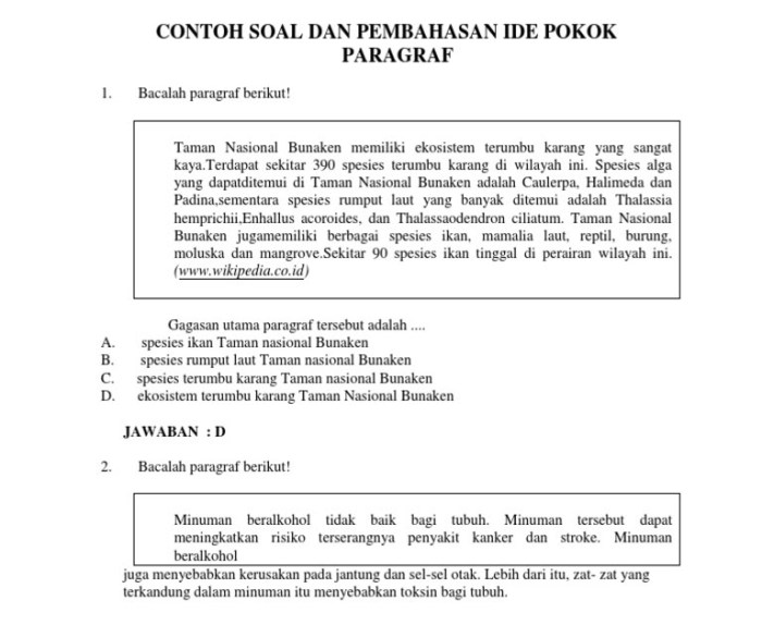 soal ide paragraf pokok menemukan imgv2 teks kelas cerpen xi beserta kalimat utama tabel