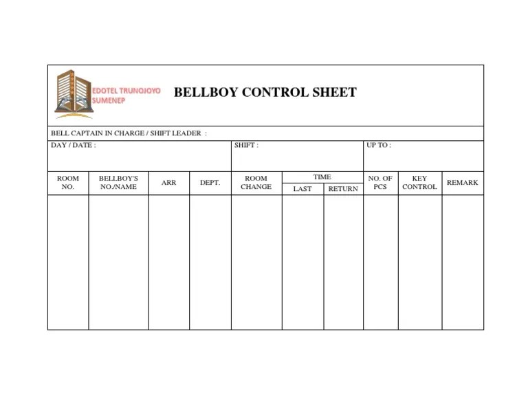 bellboy control sheet adalah terbaru