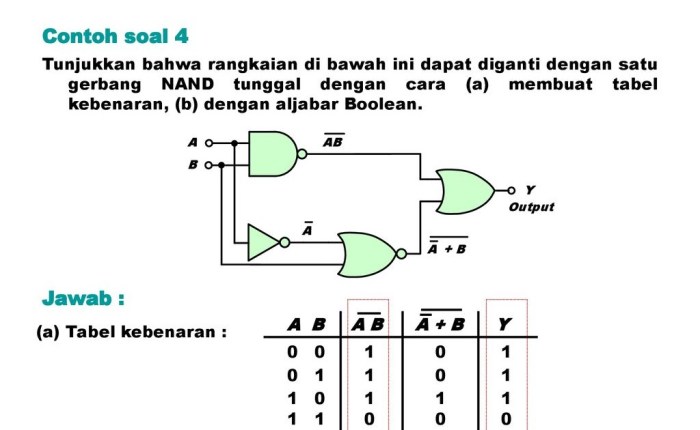 gerbang logika rangkaian soal dasar kombinasi xor tabel pengertian tentang kebenaran boolean antar elektronika