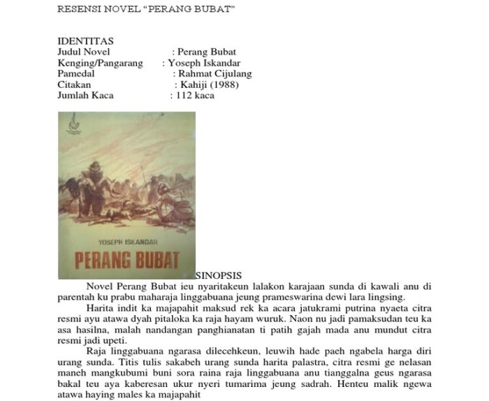 ringkasan novel bahasa sunda