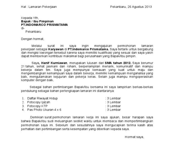 surat lamaran pekerjaan desain grafis