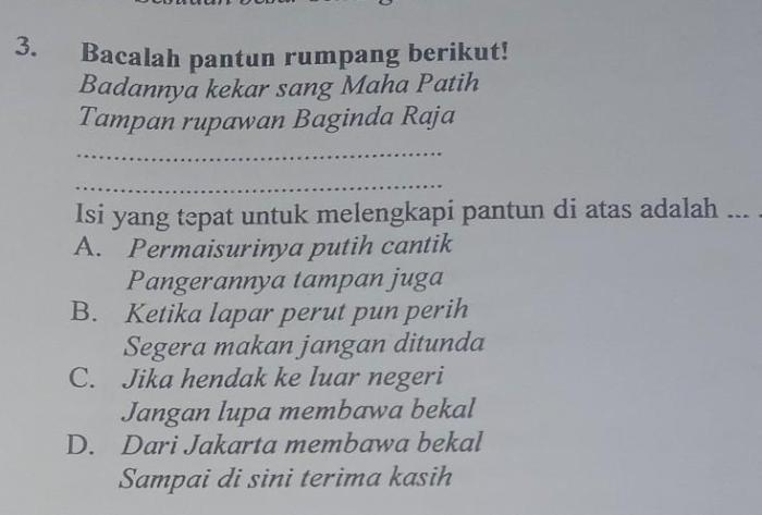 melengkapi pantun yang rumpang