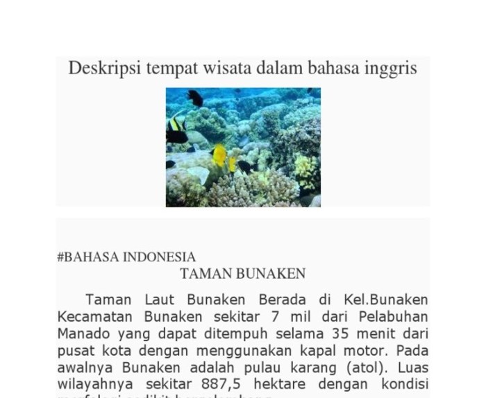 teks deskripsi tentang wisata alam