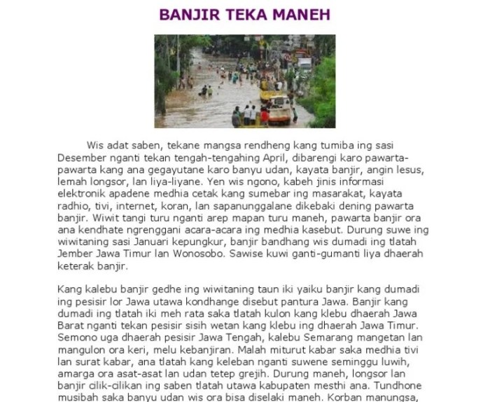 sunda bahasa warta contoh banjir woodscribdindo