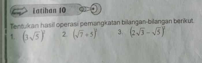 Tentukan hasil operasi pemangkatan berikut