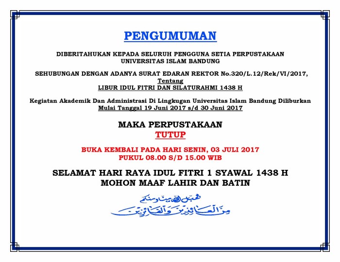 contoh pengumuman pindah toko