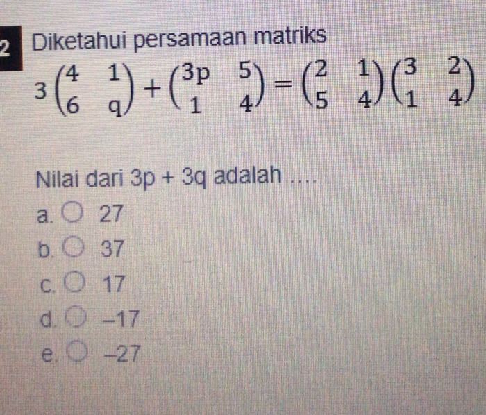 langkah persamaan nilai matriks penjelasan