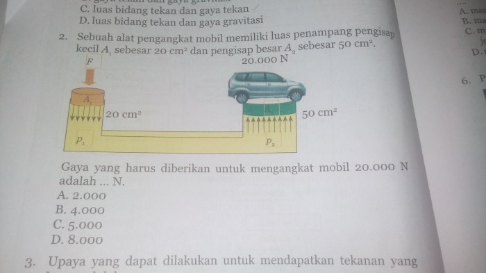 Sebuah alat pengangkat mobil memiliki luas