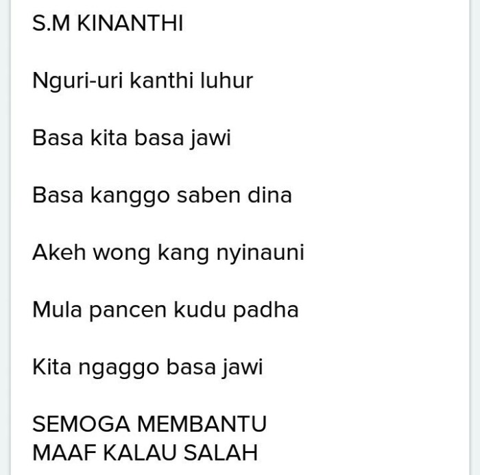 contoh tembang kinanthi tema kekancan