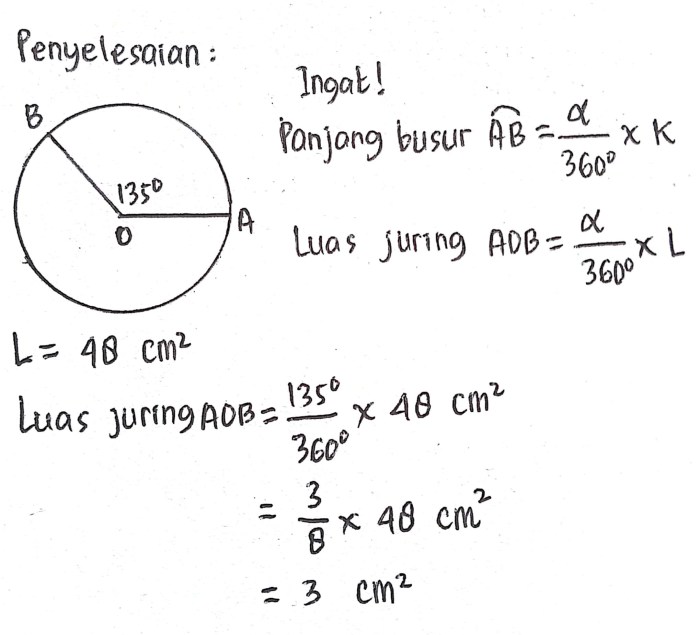 tentukan luas juring aob